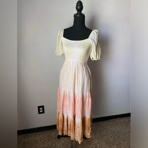 Storia Cream and Peach Midi Dress